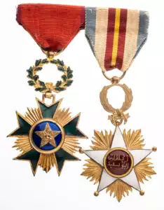 Bar of 2. Counani Order of Commercial Merit and Medal of the supporters of Mouly Yussef, who the French installed as Sultan of Morocco in 1912 