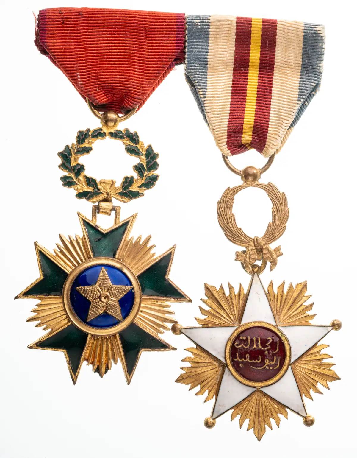 Bar of 2. Counani Order of Commercial Merit and Medal of the supporters of Mouly Yussef, who the French installed as Sultan of Morocco in 1912