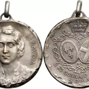 Wedding Medal of Maria of Savoia, 25th of January 1939, Rome mint.