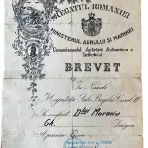 Civil Defence Badge (Apararea pasiva), Awarding Document