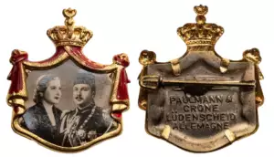 ROYAL MARIAGE BADGE OF KING FAROUK AND QUEEN FARIDA, 20TH OF JANUARY 1938