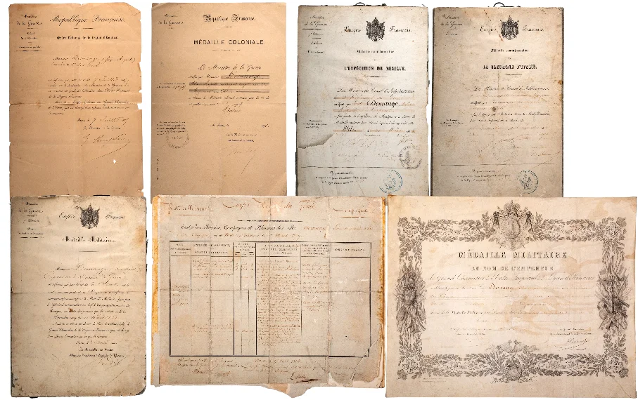 Group of Documents of a French Soldier serving in the Mexico Expedition