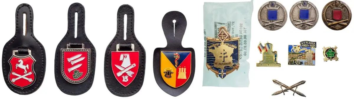 PERSONNAL GROUP OF AN OFFICER - UNIFORM PATCHES (5), REGIMENTAL BADGES (4) and PINS (3)