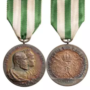 25th Anniversary of Mariage Silver Jubelee Medal Alfred von Sachsen Coburg-Gotha and Maria Alexandrowna of Russia, 1899