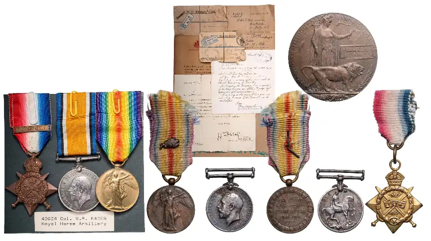 1st World War Mons group of 3 Medals with Commemorative Plaque